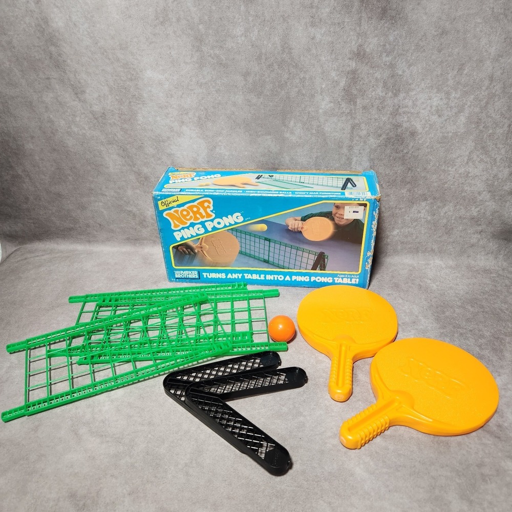 vtg 1987 Parker Brothers Official NERF PING PONG TableTop Game with Original Box